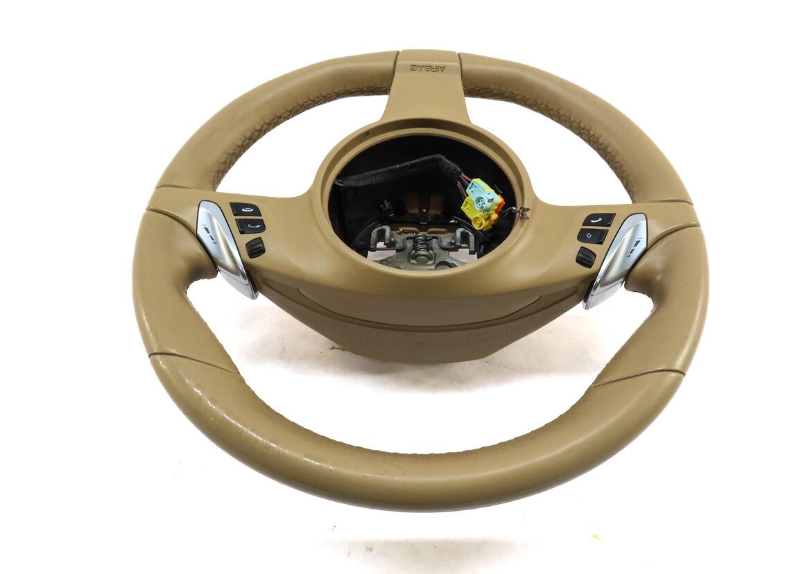Thumbnail 3: 10-16 PORSCHE CAYENNE PANAMERA (958 970) 3-SPOKE STEERING WHEEL w/ PADDLE BEIGE