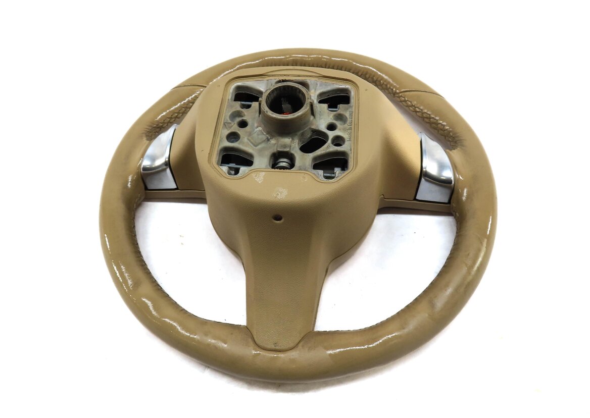 Thumbnail 4: 10-16 PORSCHE CAYENNE PANAMERA (958 970) 3-SPOKE STEERING WHEEL w/ PADDLE BEIGE