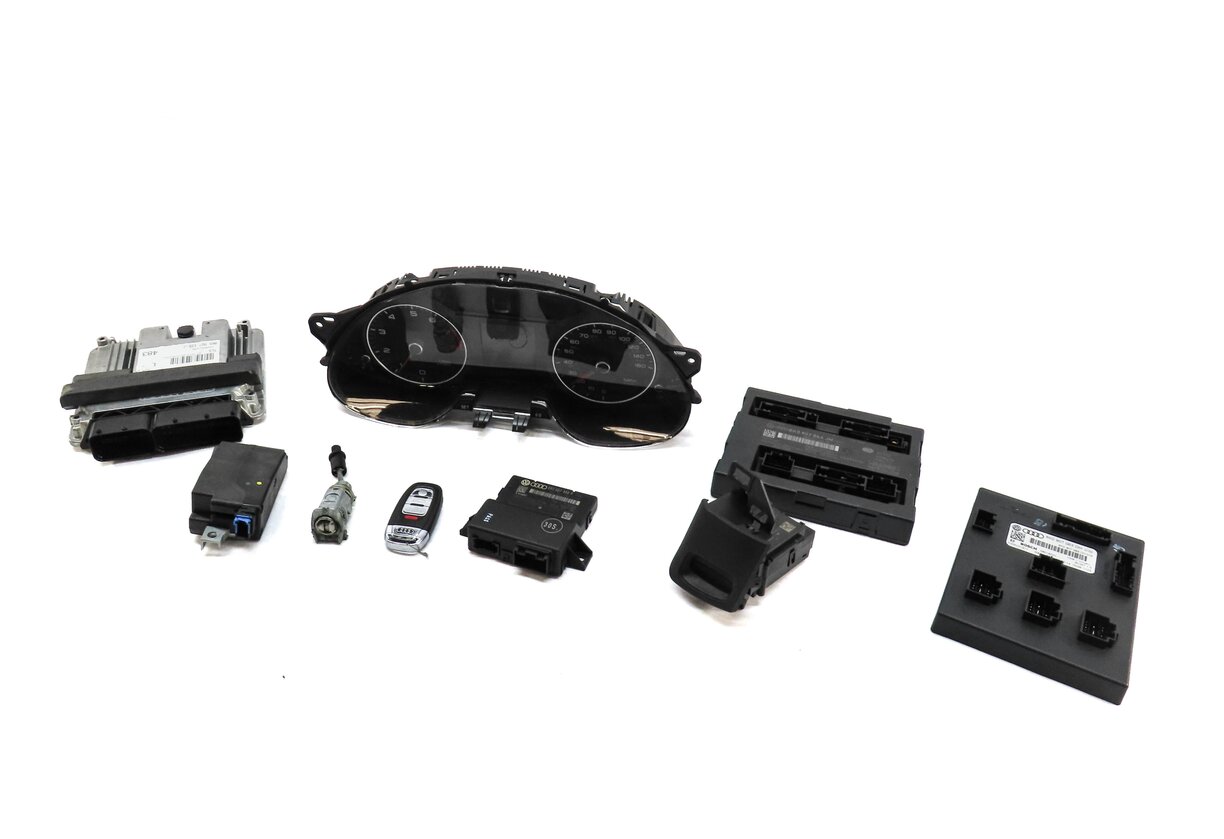 Thumbnail 1: 2014 AUDI A4 (B8 8K) 2.0L CPMB ENGINE GATEWAY ECM BCM IMMOBILIZER MODULE KEY SET