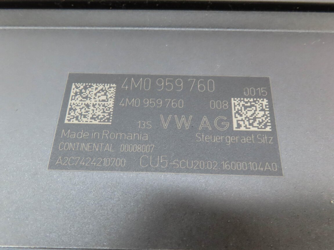 Thumbnail 4: 2017 AUDI Q7 (4M) FRONT RIGHT PASSENGER SEAT CONTROL MODULE 4M0959760