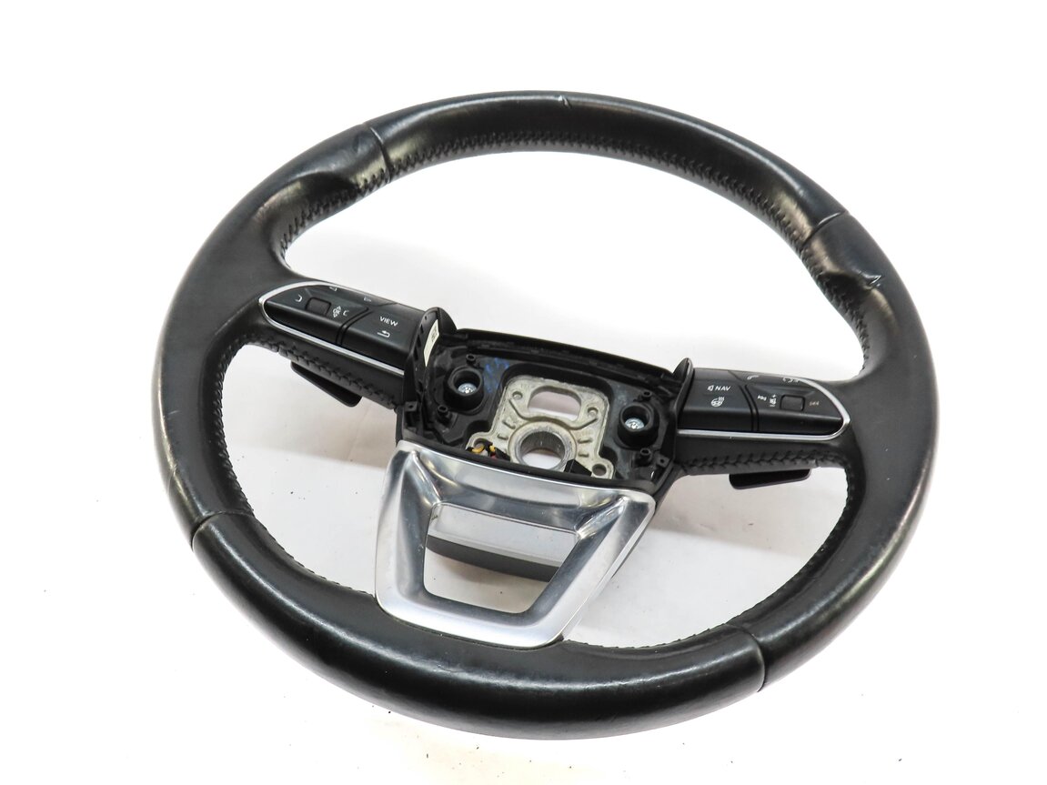 17-19 AUDI Q7 4M 3 SPOKE SPORT STEERING WHEEL w/ SHIFT PADDLES & SWITCHES BLACK