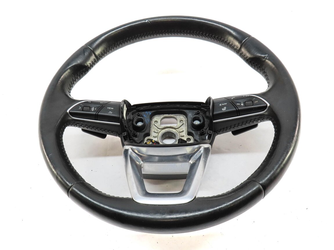 Thumbnail 2: 17-19 AUDI Q7 4M 3 SPOKE SPORT STEERING WHEEL w/ SHIFT PADDLES & SWITCHES BLACK