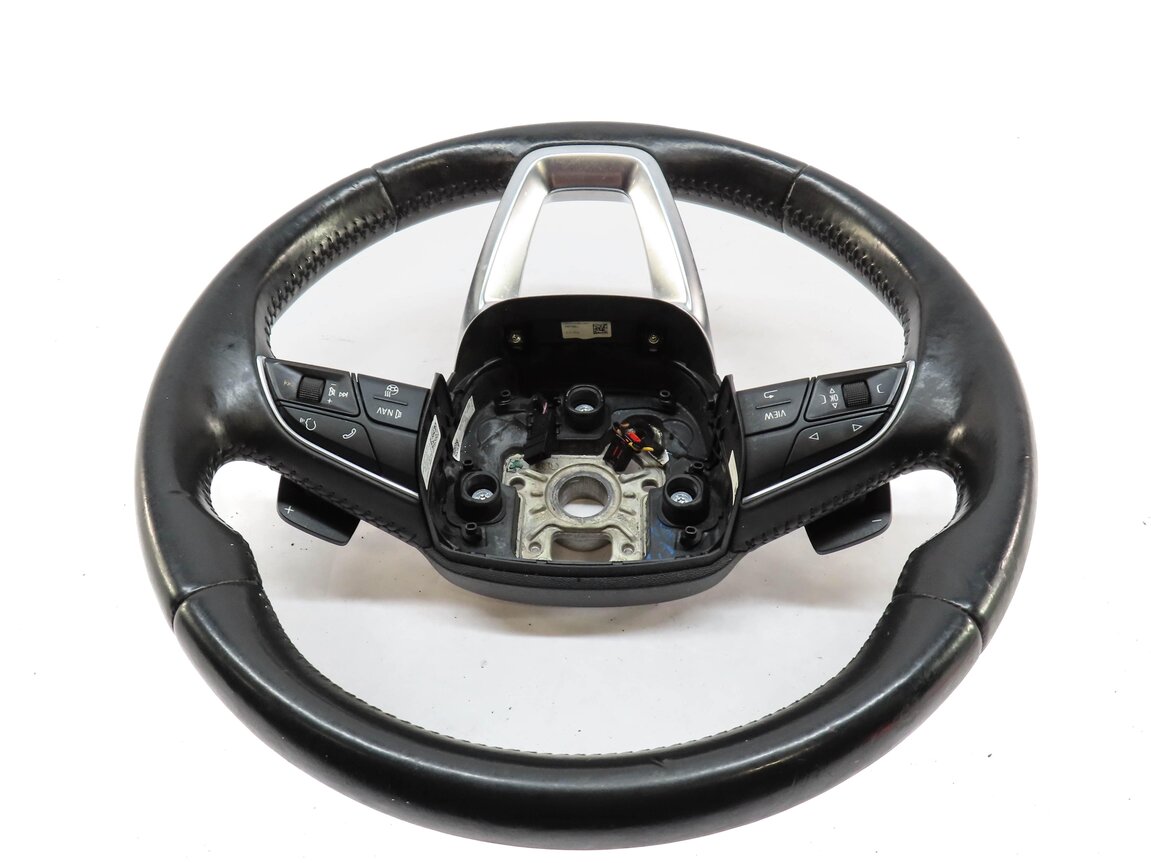 Thumbnail 3: 17-19 AUDI Q7 4M 3 SPOKE SPORT STEERING WHEEL w/ SHIFT PADDLES & SWITCHES BLACK