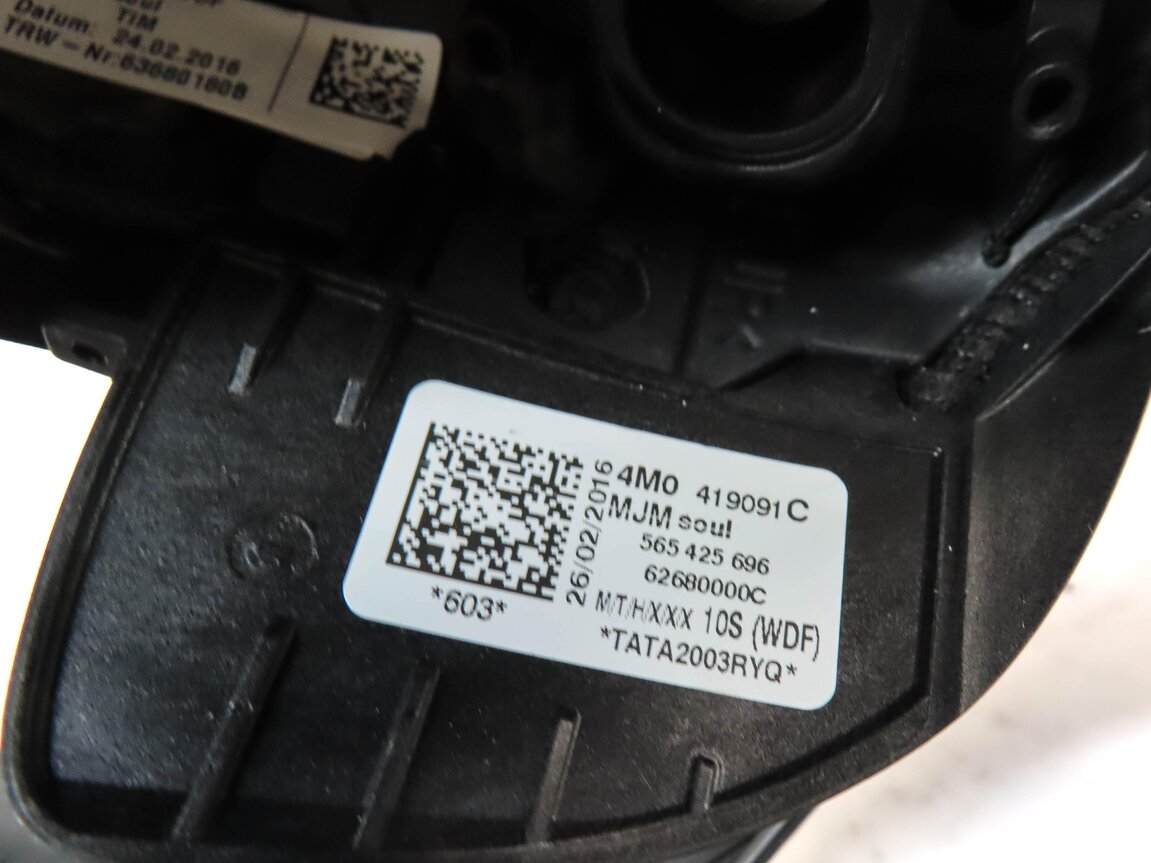 Thumbnail 5: 17-19 AUDI Q7 4M 3 SPOKE SPORT STEERING WHEEL w/ SHIFT PADDLES & SWITCHES BLACK