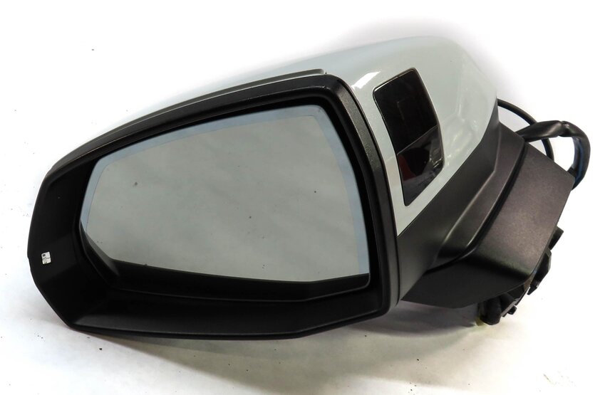 Thumbnail 4: 17-19 AUDI Q7 4M LEFT DRIVER P-FOLD BLIND SPOT CAMERA DOOR MIRROR (WHITE)