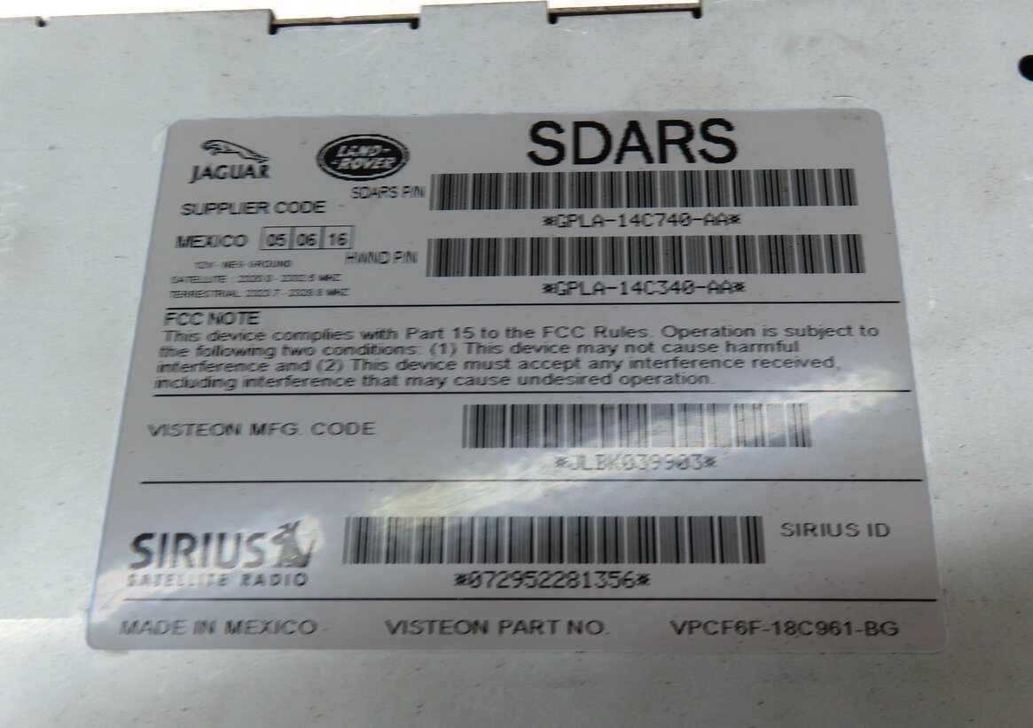 Thumbnail 4: 2016 LAND ROVER LR4 SIRIUS SATELLITE RADIO CONTROL MODULE GPLA14C740AA