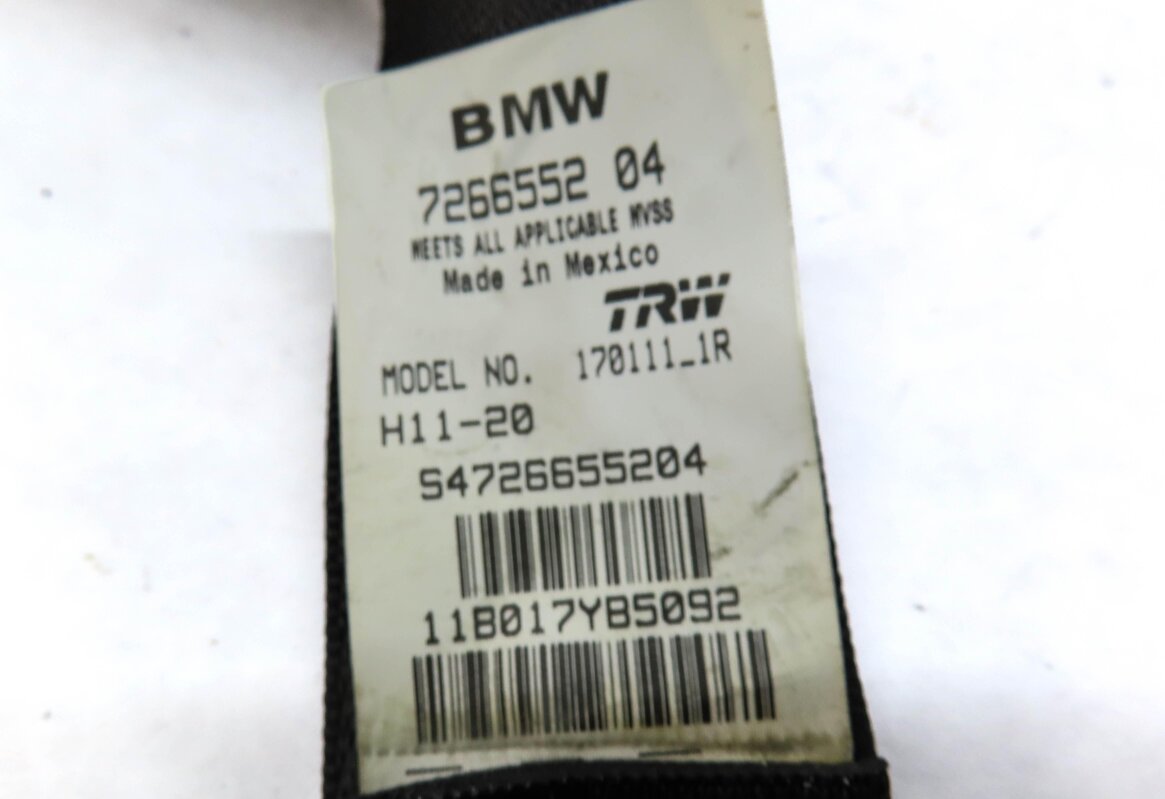 Thumbnail 4: 2011 BMW X3 (F25) REAR RIGHT SEATBELT SEAT BELT RETRACTOR (BLACK) 72117266552