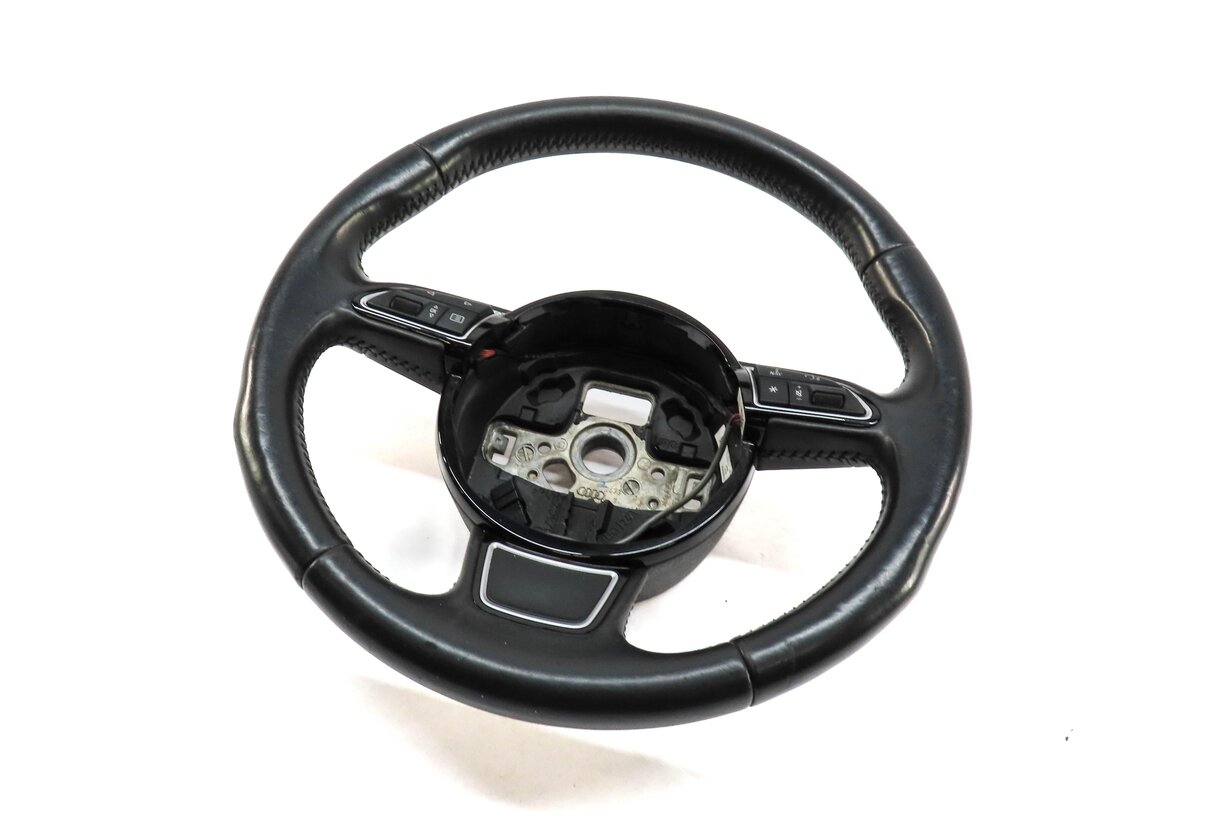 Thumbnail 1: 15-16 AUDI A3 (8V) LEFT DRIVER 3-SPOKE SPORT STEERING WHEEL w/ SWITCHES (BLACK)