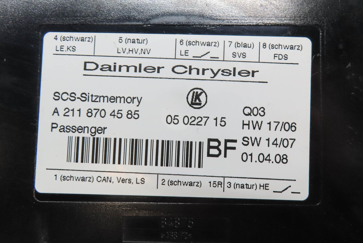 Thumbnail 5: 2008 MERCEDES GL550 (X164) FRONT RIGHT PASSENGER SEAT CONTROL MODULE 2118704585