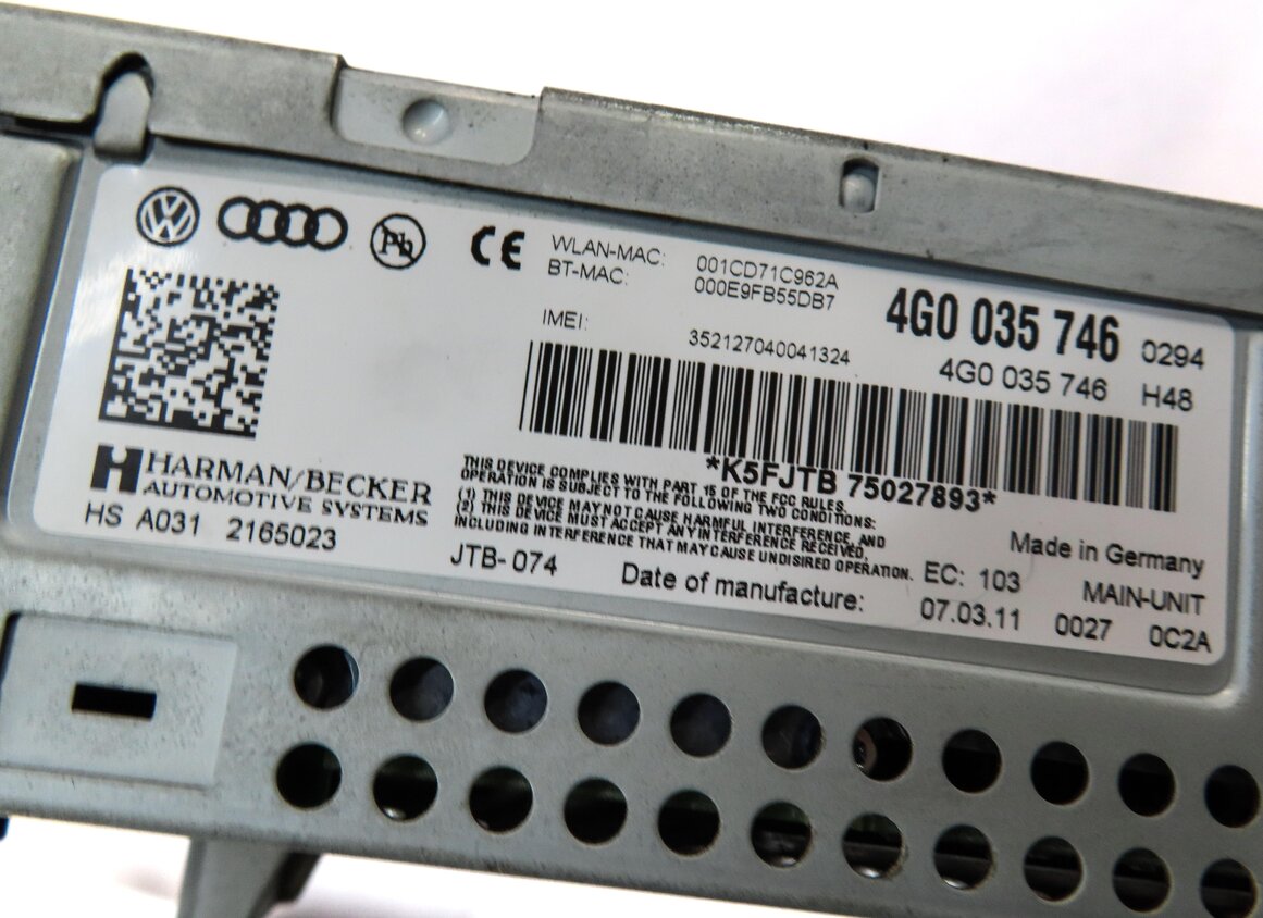 Thumbnail 6: 2012 AUDI A7 (C7 4G8) RADIO STEREO CD SD SIM MMI MULTIMEDIA PLAYER 4G0035746