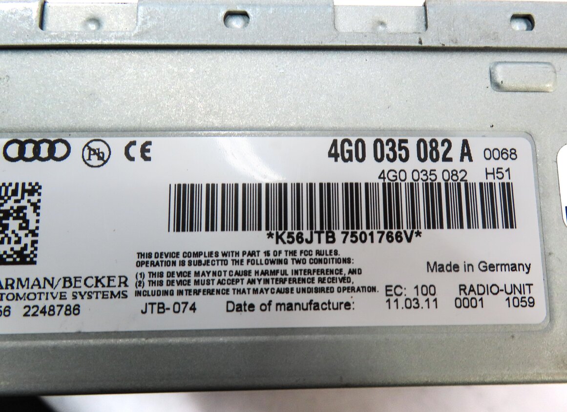 Thumbnail 4: 2012 AUDI A7 (C7 4G8) RADIO STEREO DIGITAL SATELLITE RADIO STEREO RECEIVER UNIT