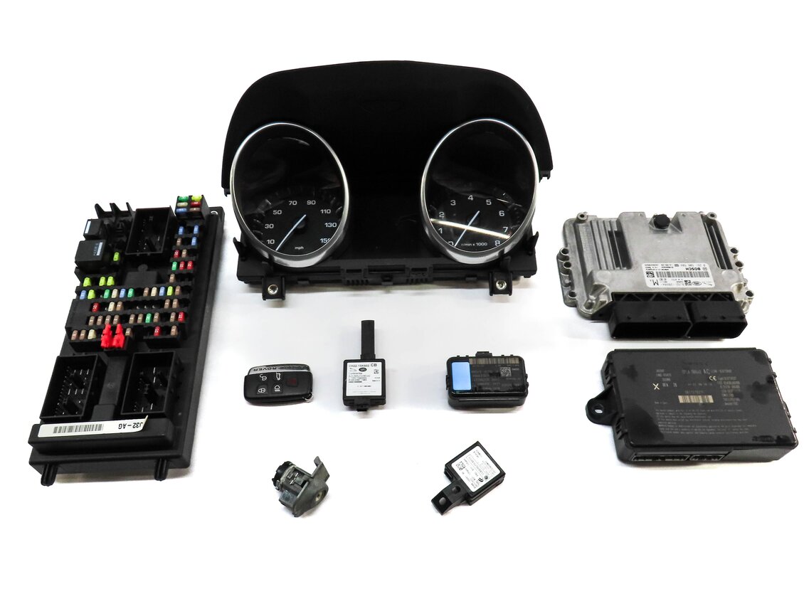 Thumbnail 1: 12-13 RANGE ROVER EVOQUE (L538) 2.0L TURBO ENGINE ECM IMMOBILIZER MODULE KEY SET
