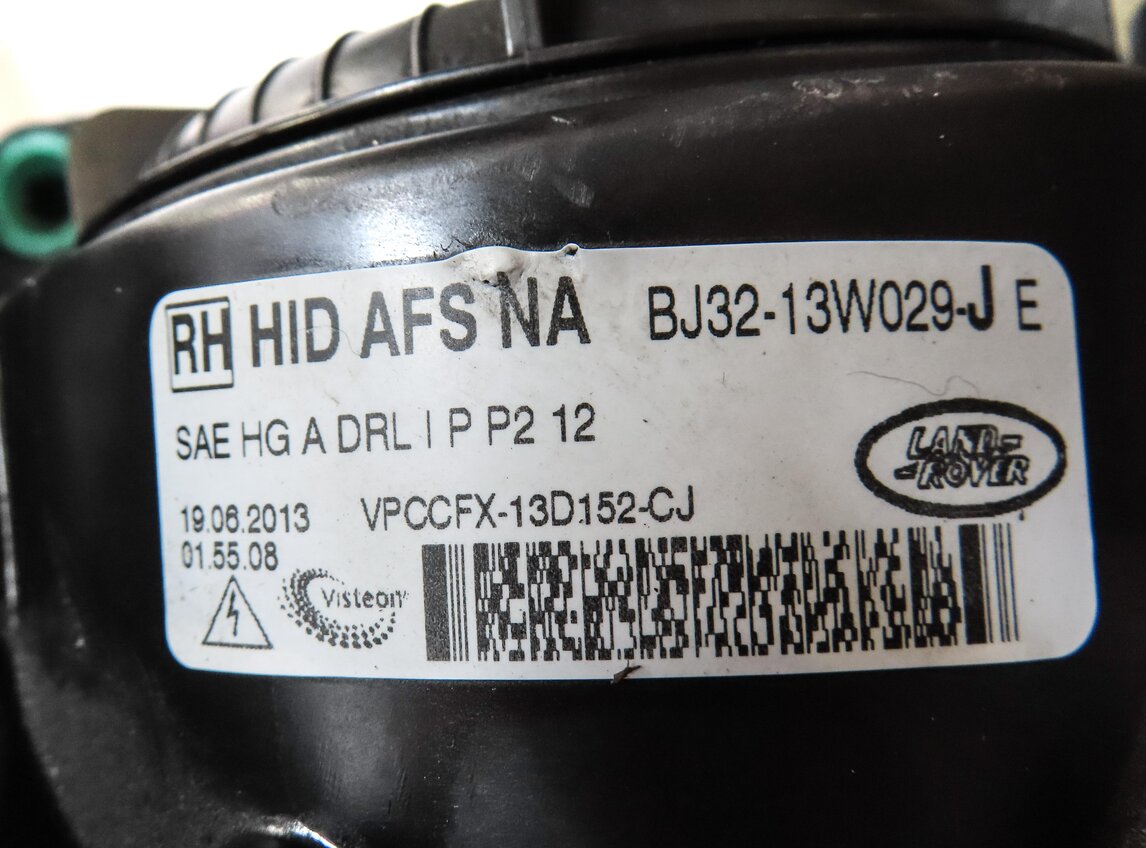Thumbnail 7: 2012-2015 RANGE ROVER EVOQUE (L538) RIGHT - XENON HID ADAPTIVE HEADLIGHT LAMP