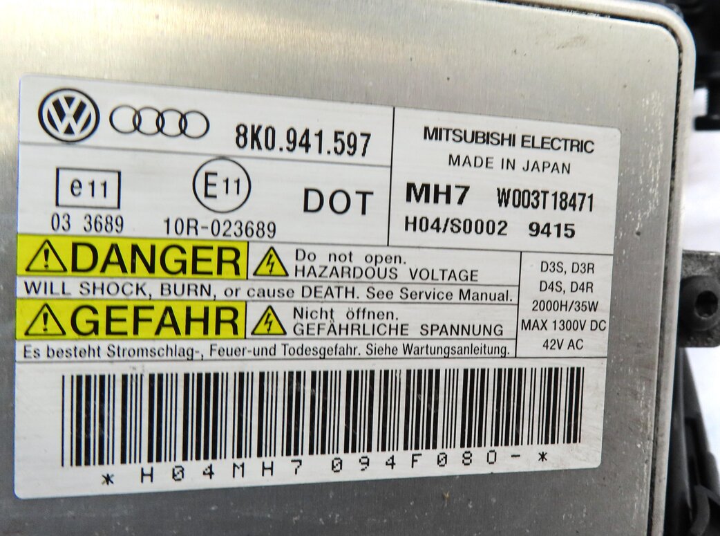 Thumbnail 6: 2009-2012 AUDI A4 S4 (B8 8K) LEFT - XENON HID HEADLIGHT LIGHT LAMP (NON AFS)