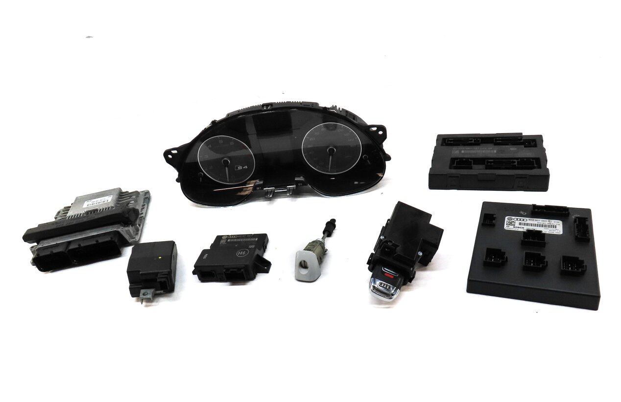 Thumbnail 3: 13-16 AUDI S4 B8 8K 3.0L SUPER CTUB BODY ENGINE MODULE LOCK KEY SET SPEEDOMETER