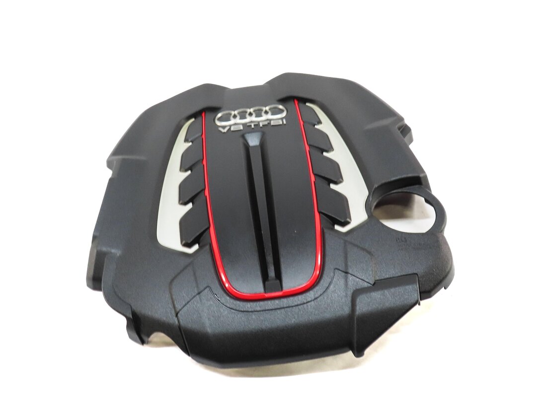 2013-2018 AUDI S6 S7 (C7) 4.0L V8 ENGINE TFSI ENGINE COVER TRIM (BLACK & RED)