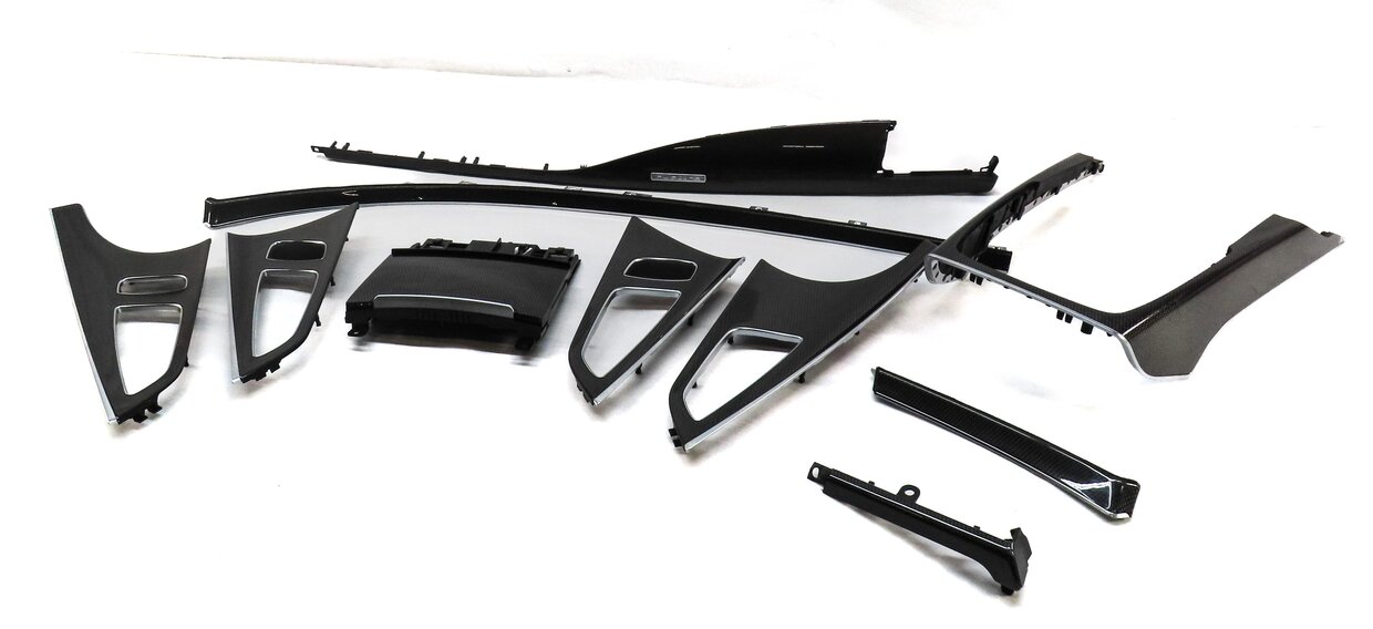 2013 AUDI S7 C7 FRONT REAR LEFT RIGHT DOOR DASH CONSOLE CARBON FIBER TRIM SET 10