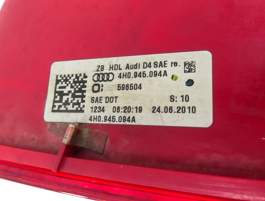 Thumbnail 5: 2011-2014 AUDI A8 S8 (D4 4H) RIGHT PASSENGER REAR TRUNK LED TAILLIGHT LIGHT LAMP