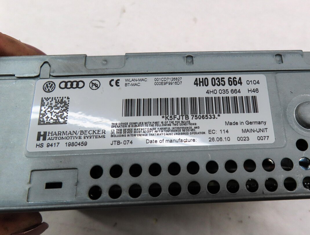 Thumbnail 6: 2011-2016 AUDI A8 S8 (D4 4H) RADIO STEREO CD SD MMI MULTIMEDIA PLAYER (OPT. 8DY)