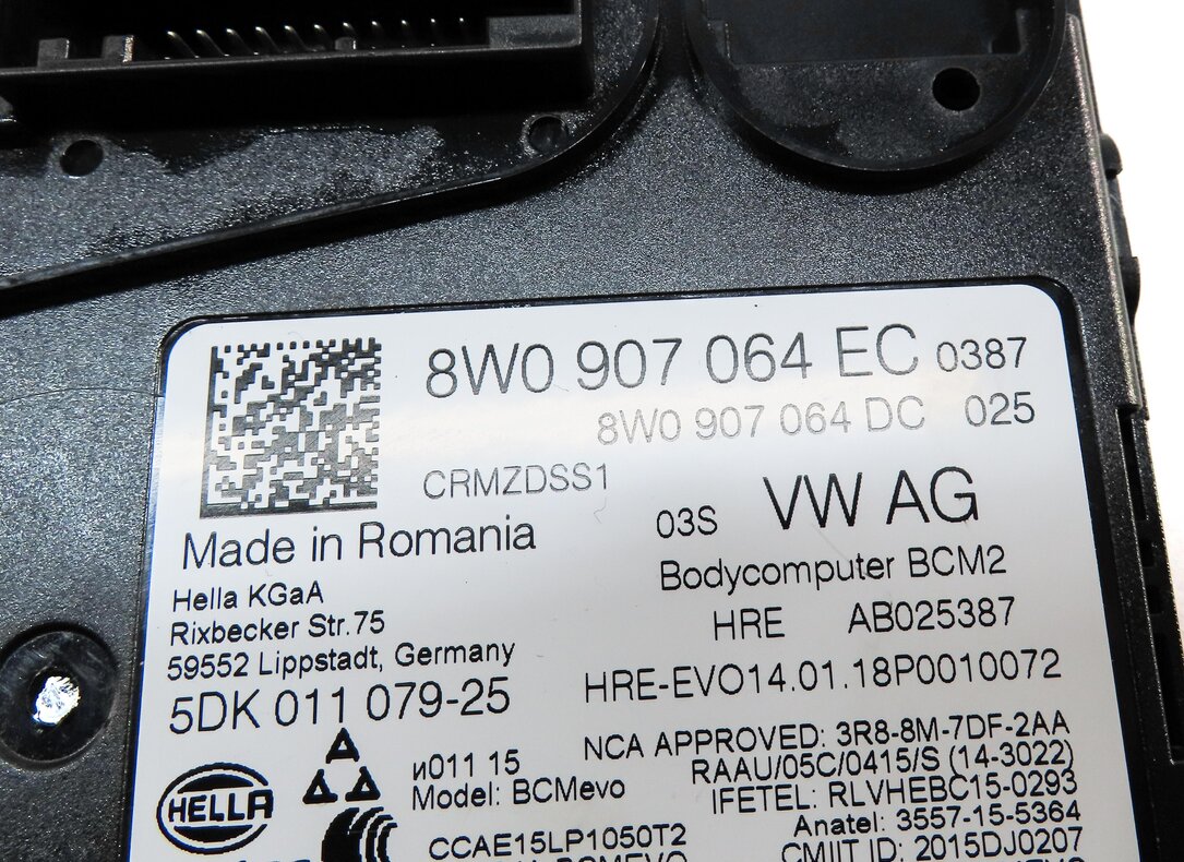 Thumbnail 4: 2018 AUDI A4 (B9 8W) BODY COMPUTER CONTROL MODULE (BCM 2) 8W0907064EC