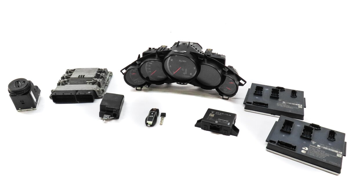 2010 PORSCHE PANAMERA (970 G1) 4.8L M48 TURBO ENGINE ECM BCM BODY MODULE KEY SET