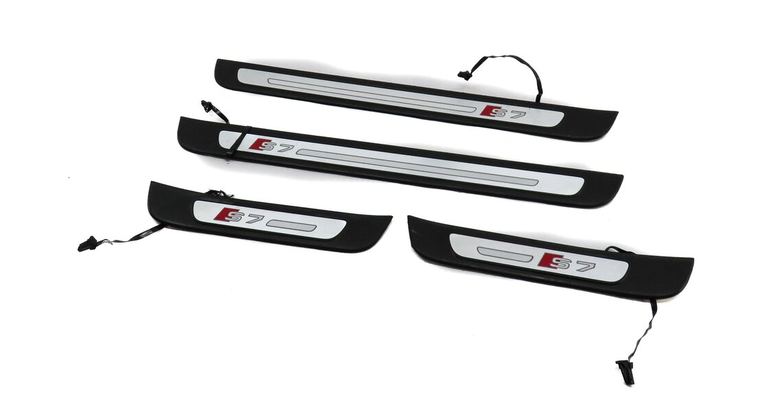 2013 AUDI S7 (C7) FRONT REAR LEFT RIGHT LIGHTED DOOR SILL SCUFF PALTE SET 4