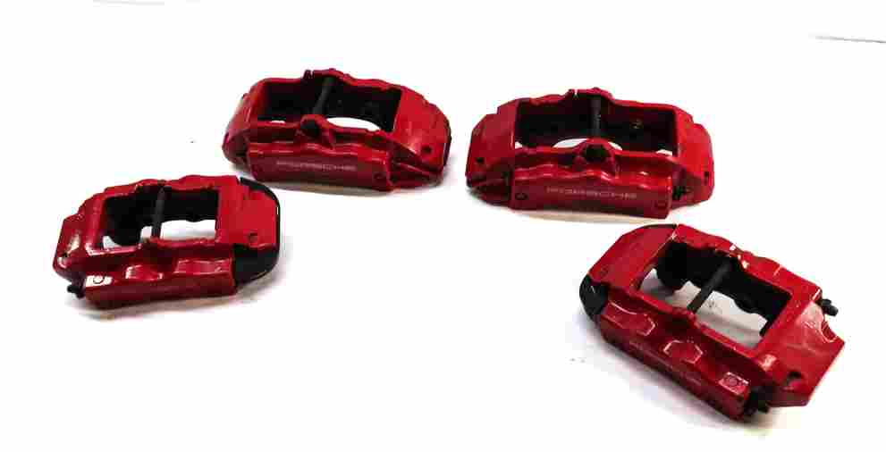 04-10 PORSCHE CAYENNE 955 957 4.5L 4.8L TURBO BRAKE CALIPER SET/4 (BREMBO) (RED)