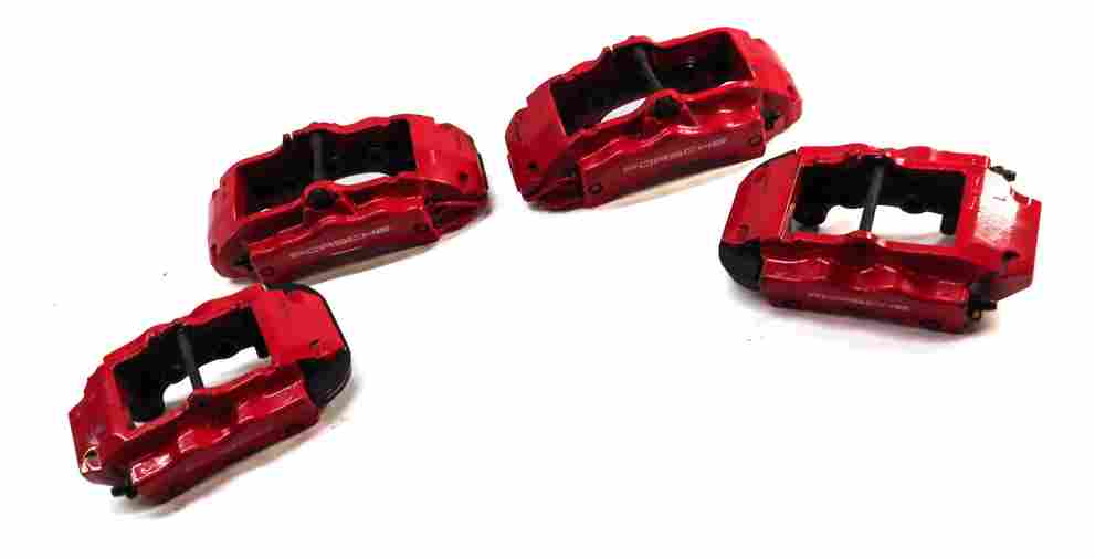 Thumbnail 3: 04-10 PORSCHE CAYENNE 955 957 4.5L 4.8L TURBO BRAKE CALIPER SET/4 (BREMBO) (RED)