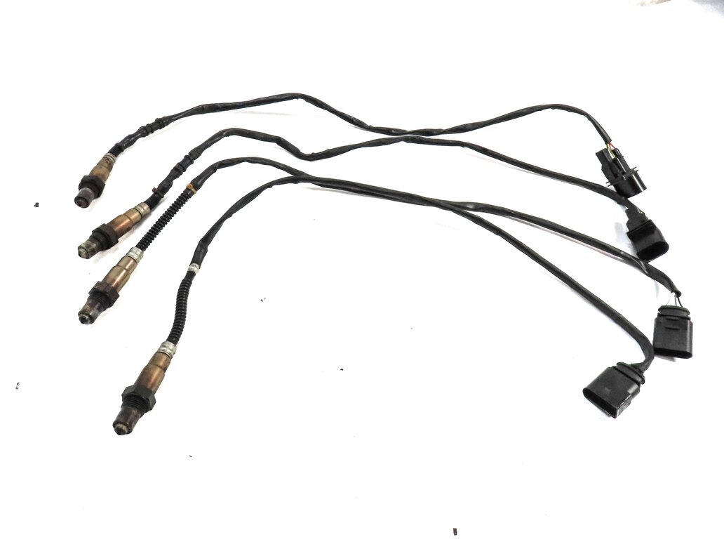 Thumbnail 2: 06 PORSCHE CAYENNE 955 4.5L TURBO M48 ENGINE PRE POST CAT O2 OXYGEN SENSOR SET4