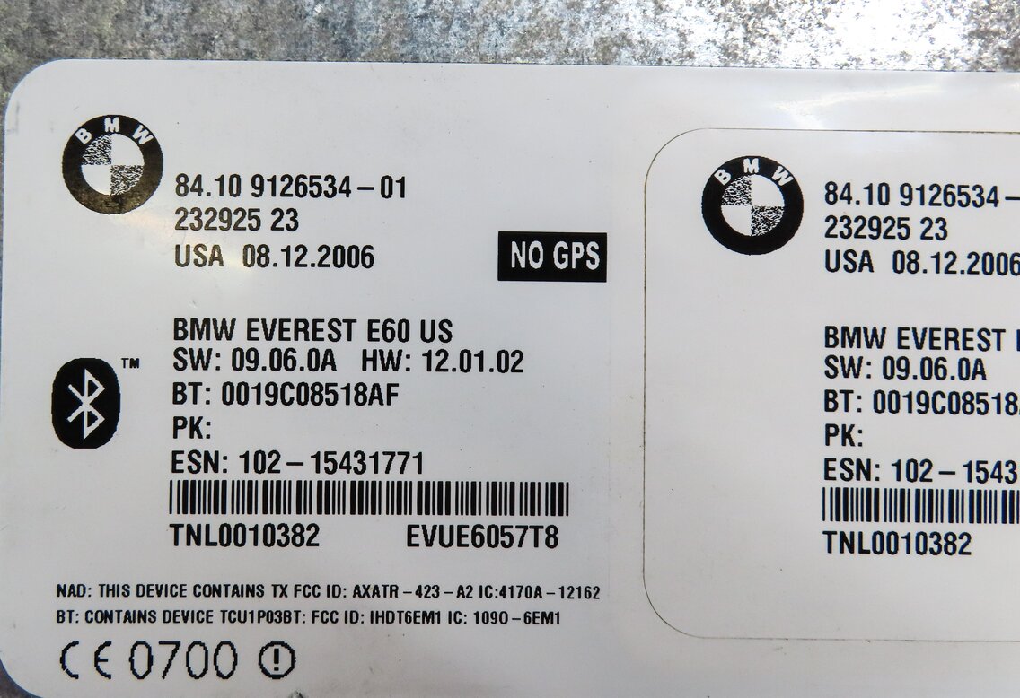 Thumbnail 4: 2007 BMW M6 COUPE (E63) RADIO CELL PHONE BLUETOOTH CONTROL MODULE 84109126534