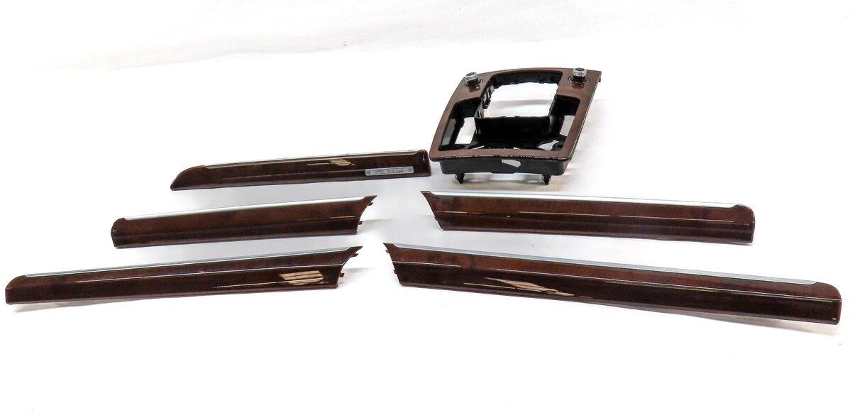 Thumbnail 2: 12 AUDI Q7 4L FRONT REAR LEFT RIGHT DOOR DASH CONSOLE BURR WALNUT WOOD TRIM SET