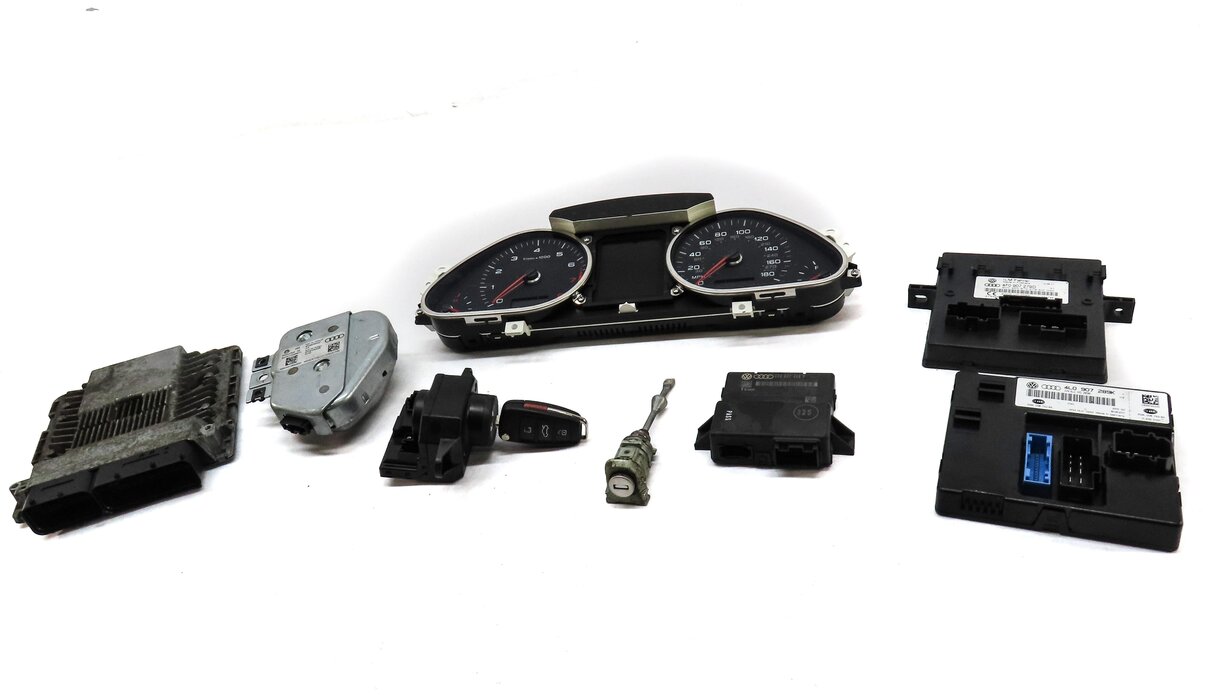 Thumbnail 3: 2012 AUDI Q7 (4L) 3.0L SUPER CJWE SPEEDOMETER BODY IGNITION LOCK MODULE KEY SET