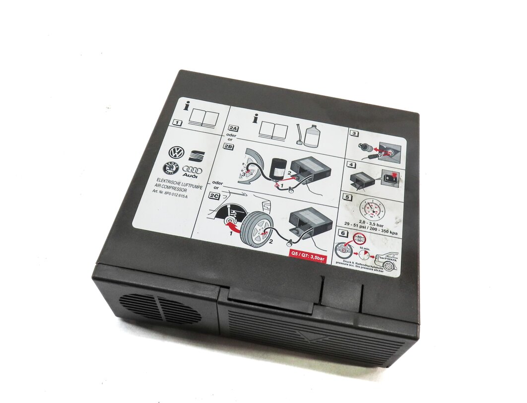 Thumbnail 1: 12 AUDI Q7 4L EMERGENCY ROADSIDE 12v 12 VOLT TIRE AIR COMPRESSOR PUMP 8P0012615A