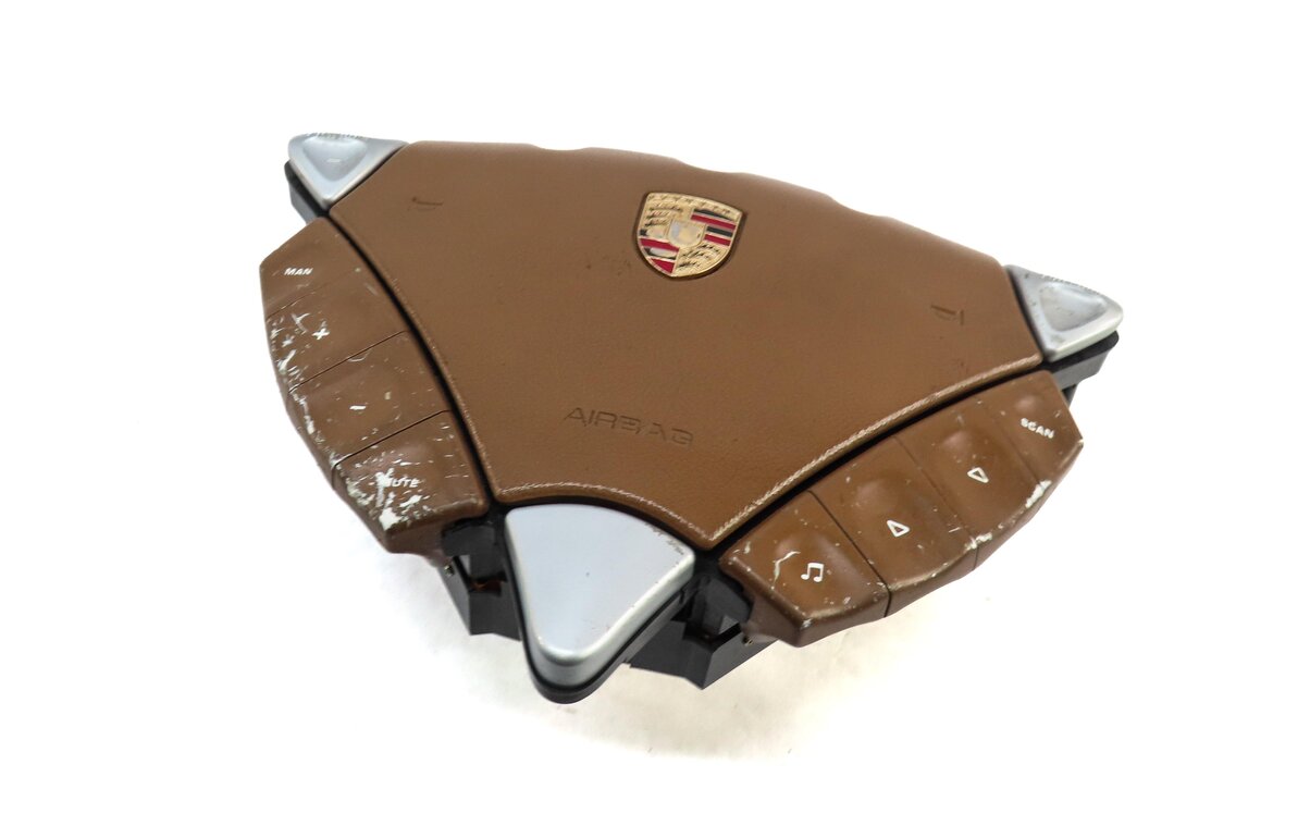 2005 PORSCHE CAYENNE (955) LEFT FRONT DRIVER STEERING WHEEL AIRBAG (BROWN)