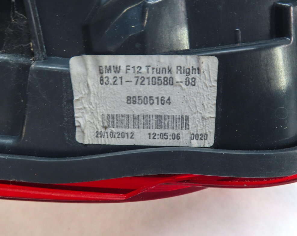Thumbnail 6: 12-19 BMW 640i 650i M6 ///M (F06 F12 F13) RIGHT TRUNK INNER TAILLIGHT LIGHT LAMP