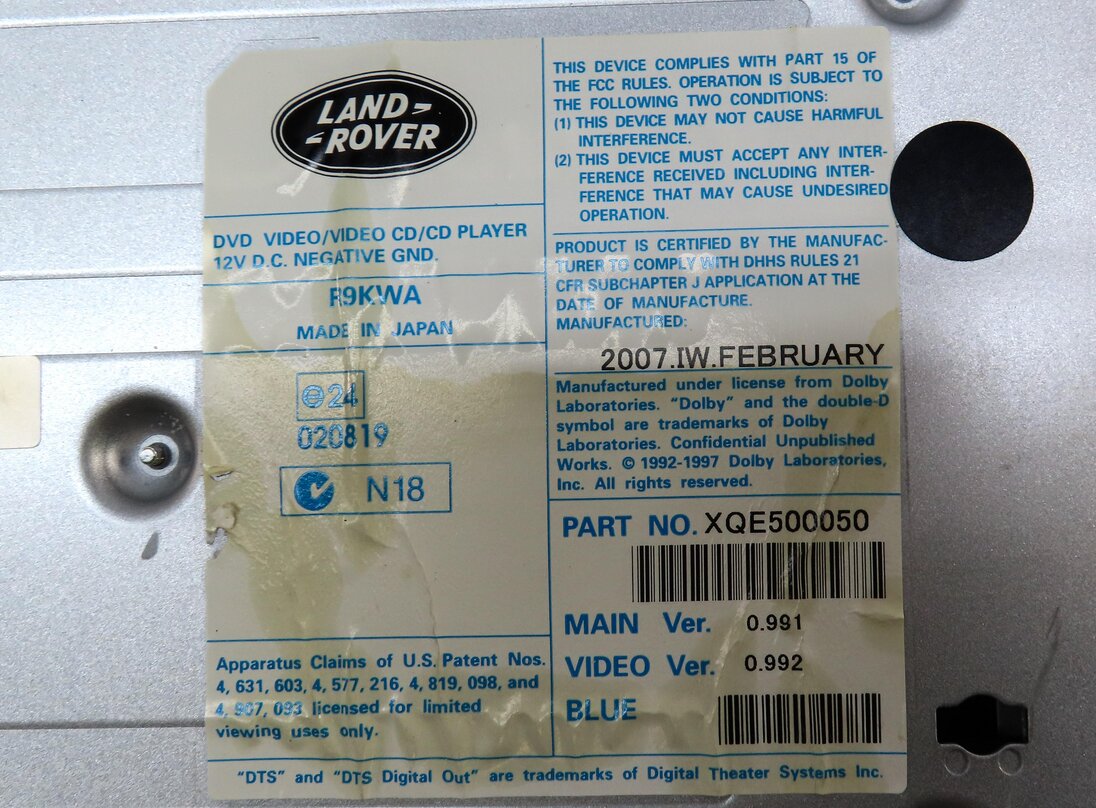 Thumbnail 7: 06-09 LAND ROVER LR3 RANGE ROVER (L322) GPS NAVIGATION DVD PLAYER DISC DRIVE