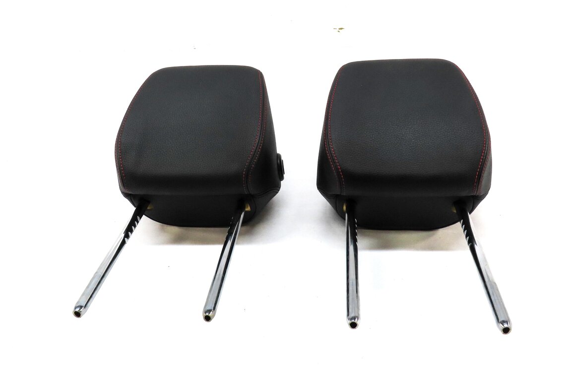 Thumbnail 2: 13-20 BMW 3 4 SERIES F30 F32 FRONT LEFT RIGHT HEADREST SET (BLACK w/ RED STITCH)