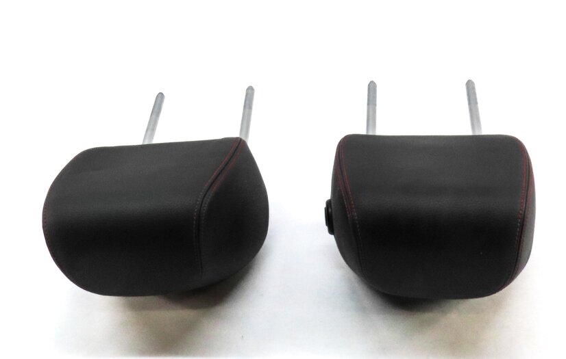 Thumbnail 3: 13-20 BMW 3 4 SERIES F30 F32 FRONT LEFT RIGHT HEADREST SET (BLACK w/ RED STITCH)