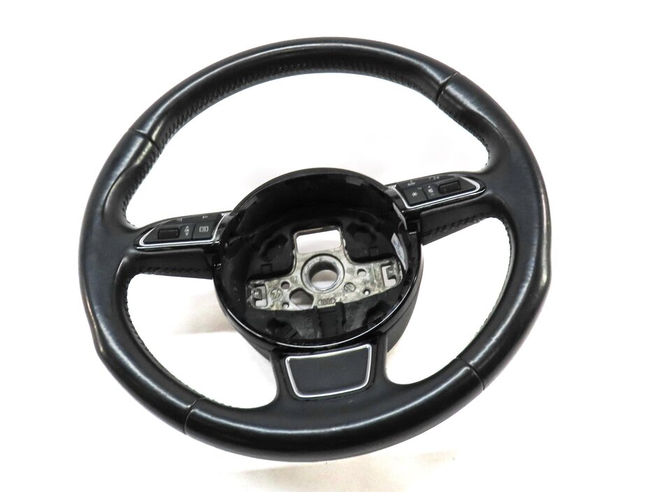 15-16 AUDI A3 (8V) LEFT DRIVER 3-SPOKE SPORT STEERING WHEEL w/ SWITCHES (BLACK)