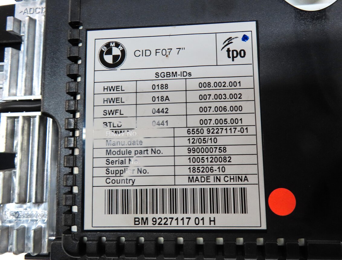 Thumbnail 6: 2010-2011 BMW 535iGT 550iGT (F07) FRONT INFORMATION MEDIA DISPLAY SCREEN