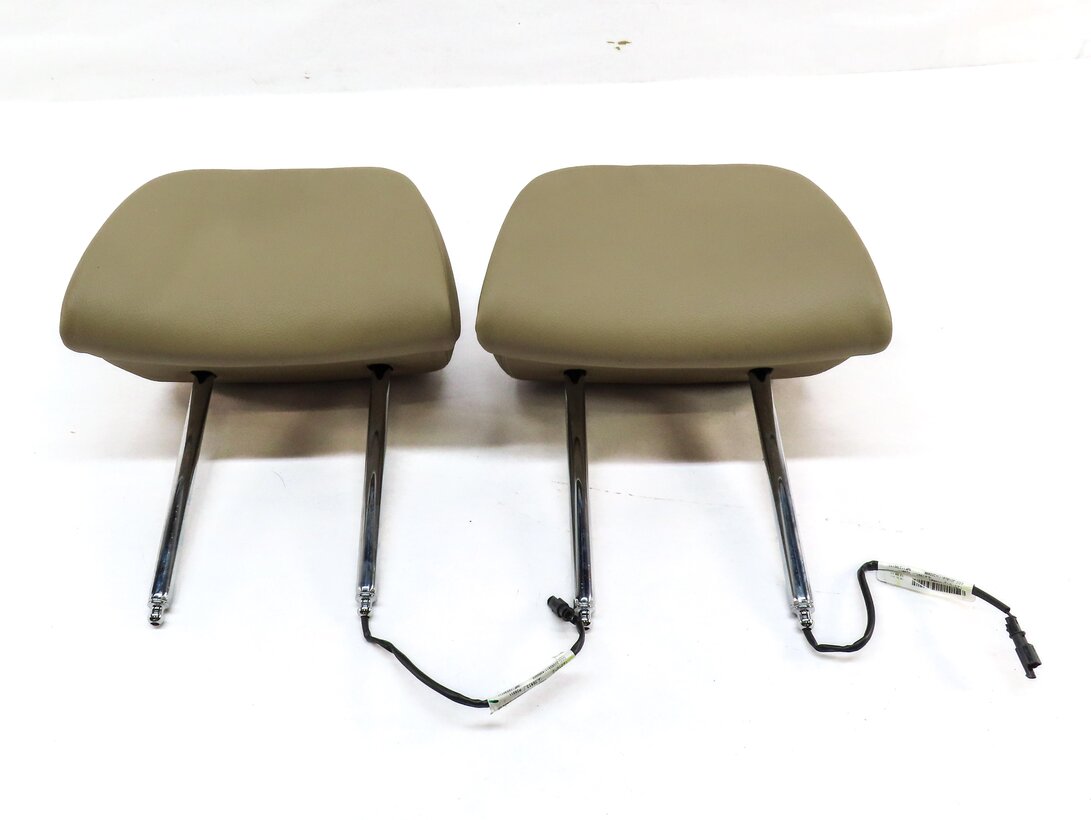 Thumbnail 2: 10-14 BMW X5 X6 (E70 E71) FRONT LEFT & RIGHT SPORT SEAT HEADREST SET 2 (BEIGE)