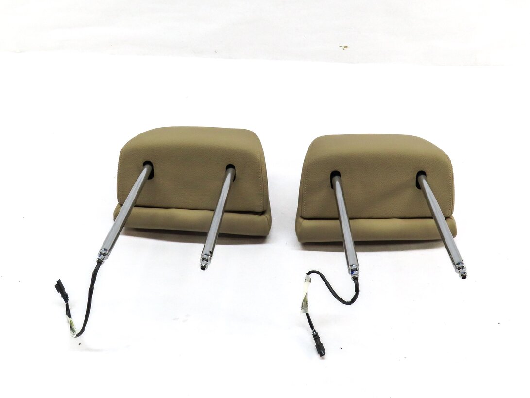 Thumbnail 5: 10-14 BMW X5 X6 (E70 E71) FRONT LEFT & RIGHT SPORT SEAT HEADREST SET 2 (BEIGE)