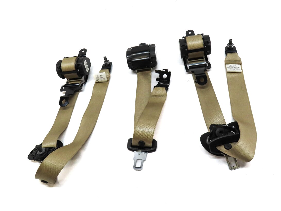 Thumbnail 2: 2012 BMW X5 E70 REAR SECOND ROW LEFT RIGHT CENTER SEATBELT RETRACTOR SET3 BEIGE