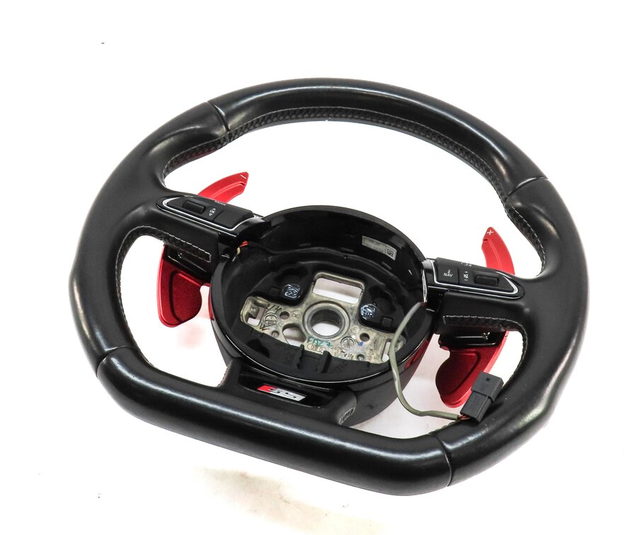 2013-2017 AUDI S5 (B8 8T) 3-SPOKE FLAT BOTTOM SPORT STEERING WHEEL w PADDLES