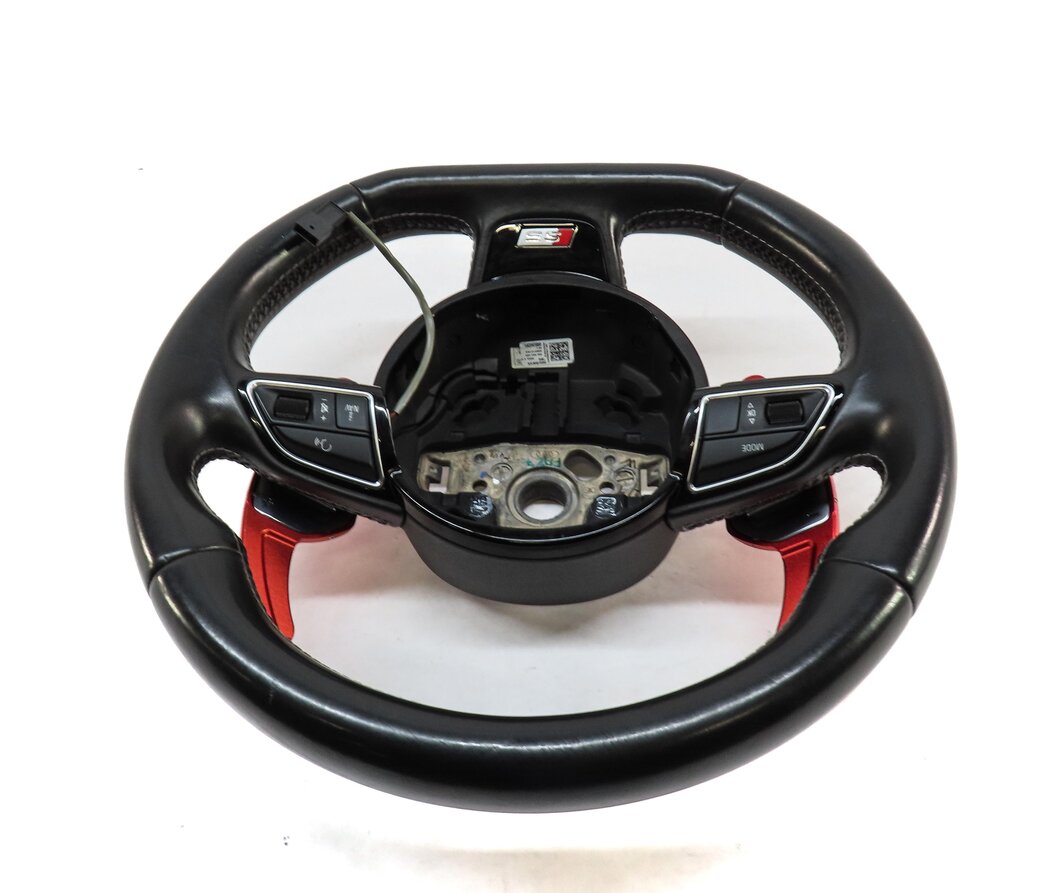 Thumbnail 5: 2013-2017 AUDI S5 (B8 8T) 3-SPOKE FLAT BOTTOM SPORT STEERING WHEEL w PADDLES