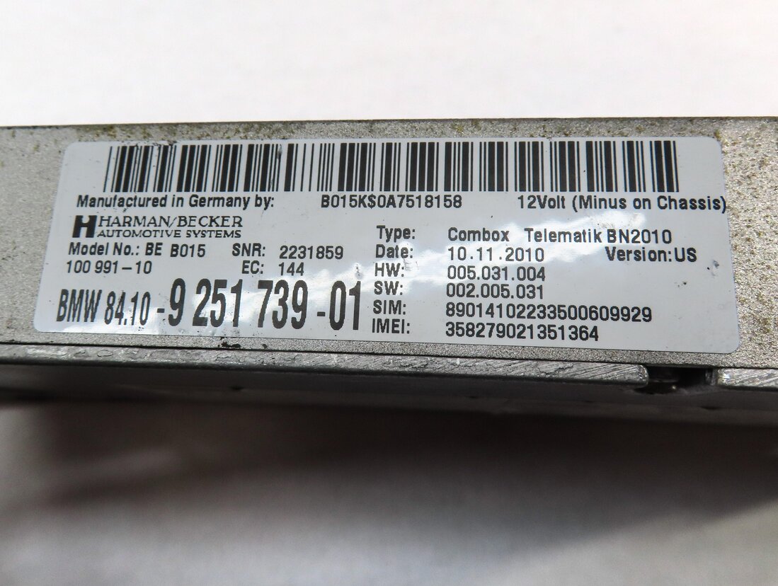 Thumbnail 4: 2012 BMW 550iGT (F07) BLUETOOTH CELL PHONE TELEMATICS CONTROL MODULE 9251739