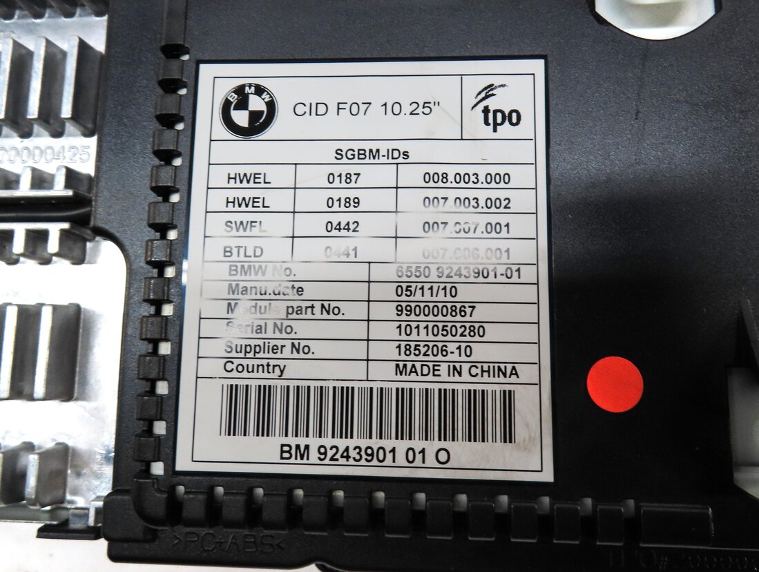 Thumbnail 7: 10-13 BMW 535iGT 550iGT (F07) STEREO GPS NAVIGATION MEDIA DISPLAY SCREEN 10.25"