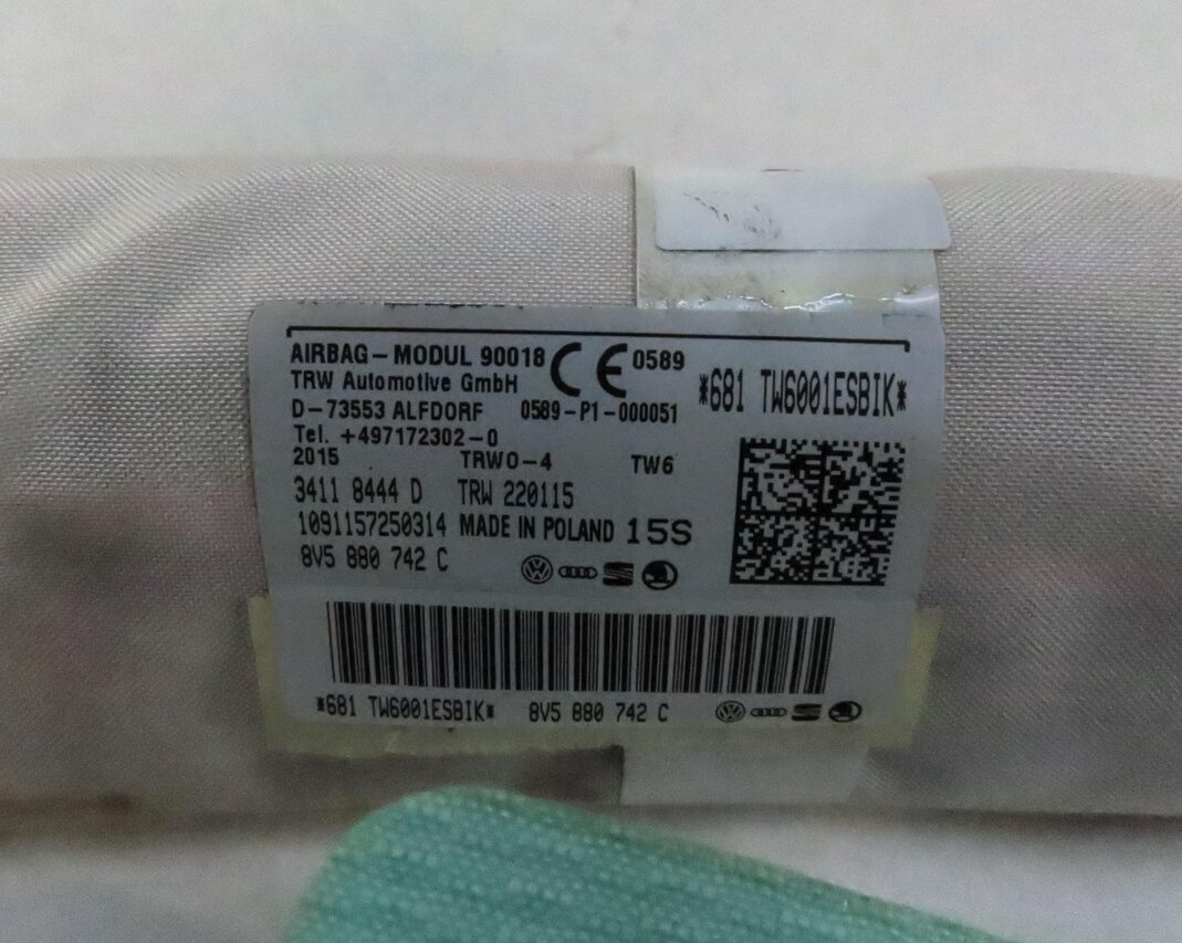 Thumbnail 5: 2015-2016 AUDI A3 S3 (8V) RIGHT PASSENGER ROOF SIDE CURTAIN AIRBAG AIR BAG