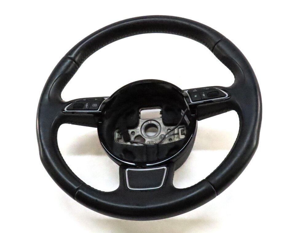 Thumbnail 2: 15-16 AUDI A3 (8V) LEFT DRIVER 3-SPOKE SPORT STEERING WHEEL w/ SWITCHES (BLACK)