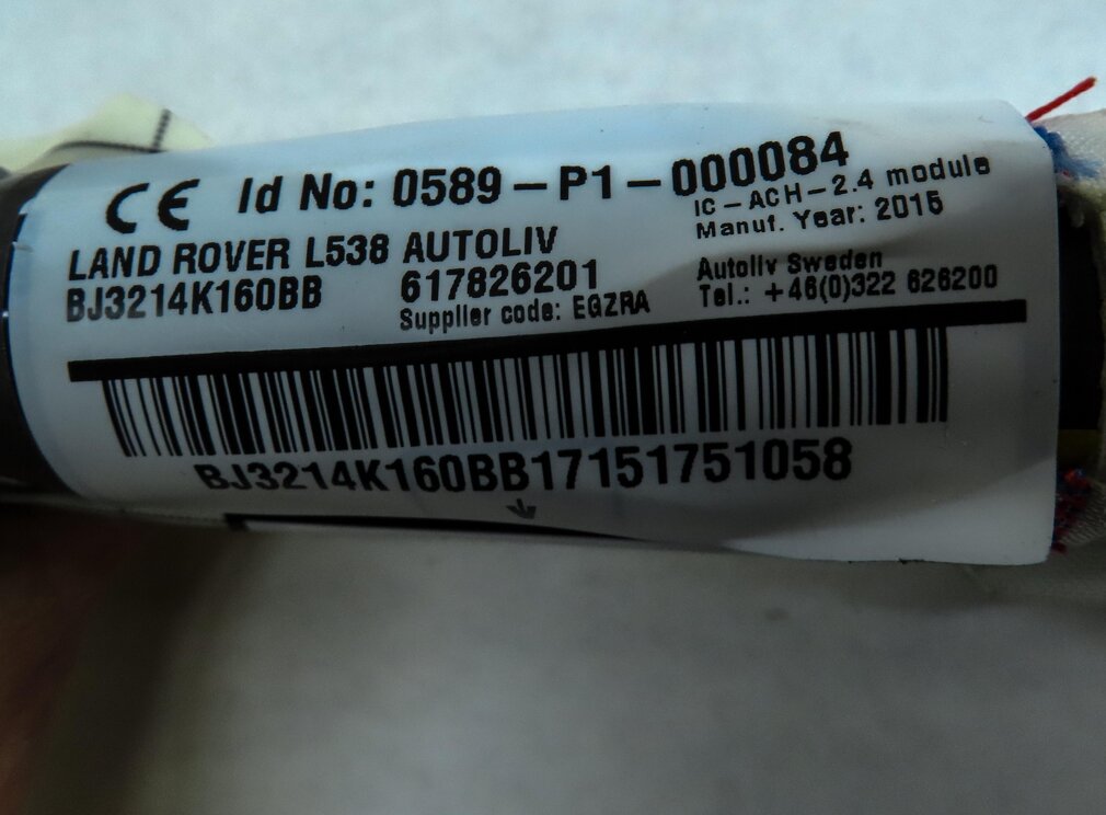 Thumbnail 5: 2012-2019 RANGE ROVER EVOQUE (L538) 4 DOOR - LEFT DRIVER SIDE CURTAIN AIRBAG